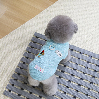 Knitted Dog Vest – Patch & Leash Ring