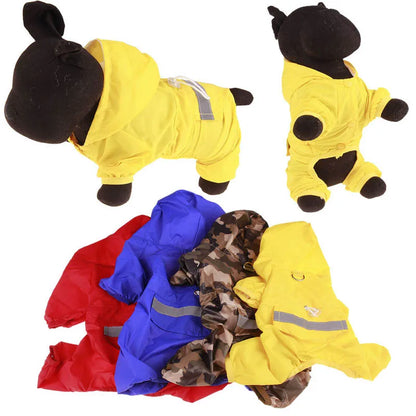 Waterproof Dog Raincoat Hooded Jumpsuit