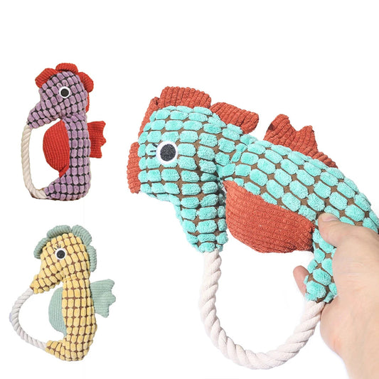 Seahorse Rope Plush Squeaky Dog Toy