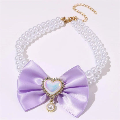 Pearl Bow Tie Pet Collar
