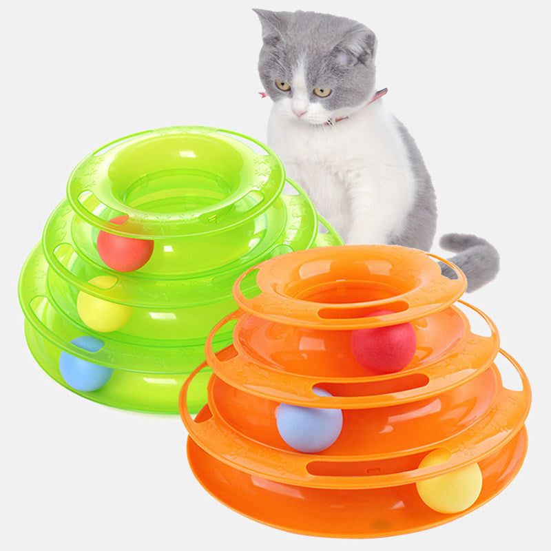 Three Levels pet cat toy Tower Tracks Disc cat